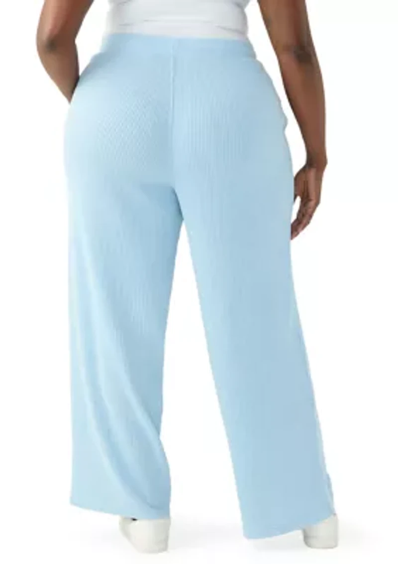Plus Wide Leg Waffle Pants