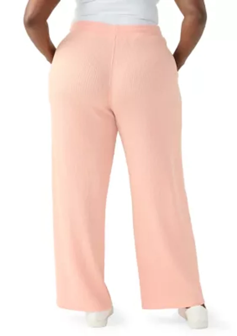 Plus Wide Leg Waffle Pants