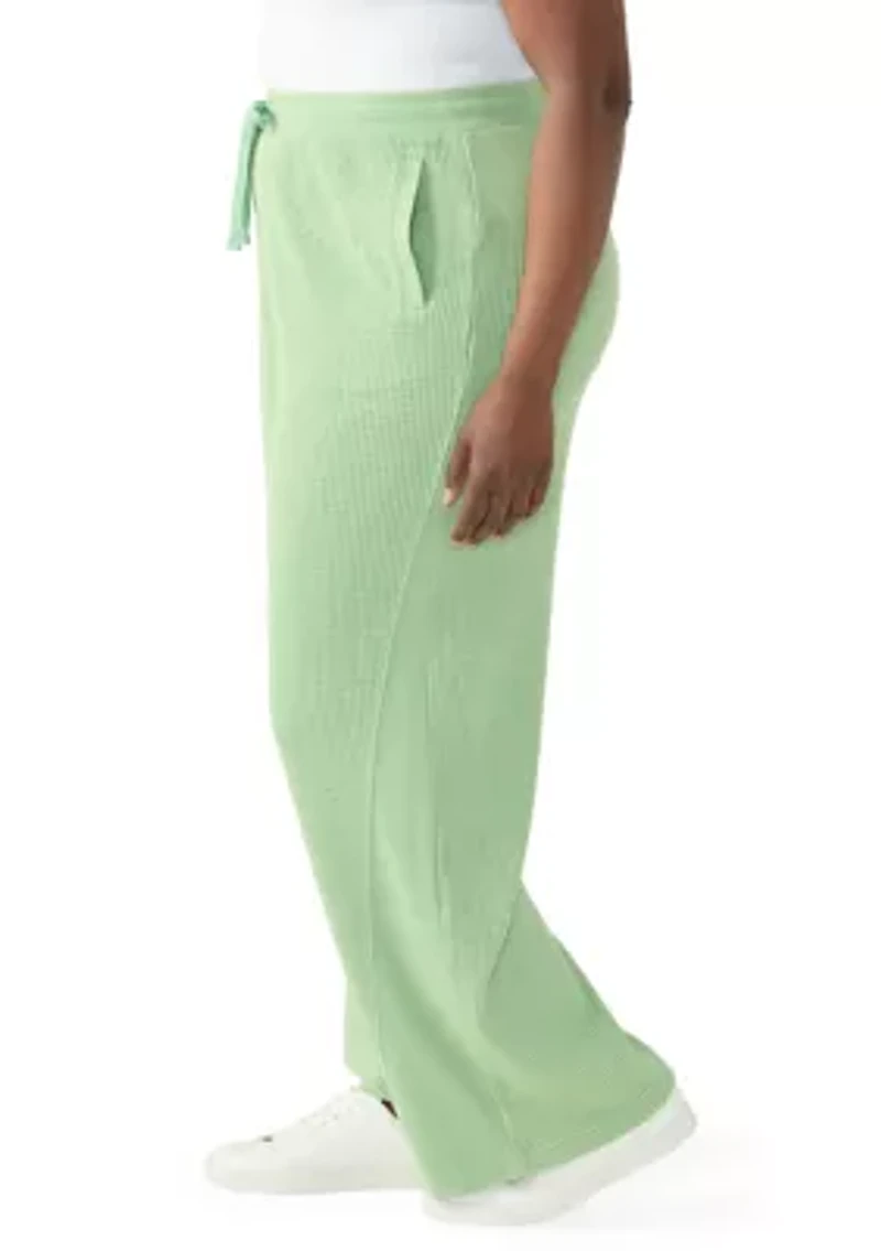 Plus Wide Leg Waffle Pants