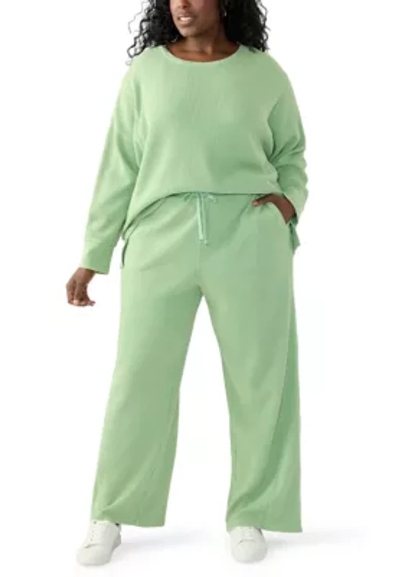 Plus Wide Leg Waffle Pants