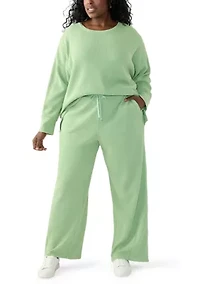 Plus Wide Leg Waffle Pants