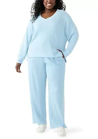 Plus Wide Leg Waffle Pants