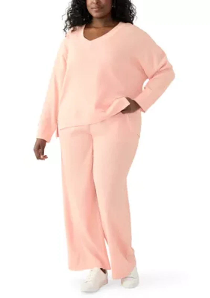 Plus Wide Leg Waffle Pants