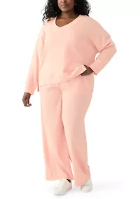 Plus Wide Leg Waffle Pants