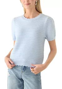 Women's Crew Neck Scallop Trim Sweater