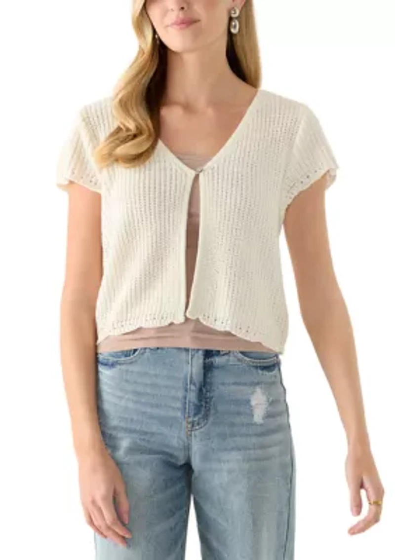 Women's Short Sleeve One Button Cardigan