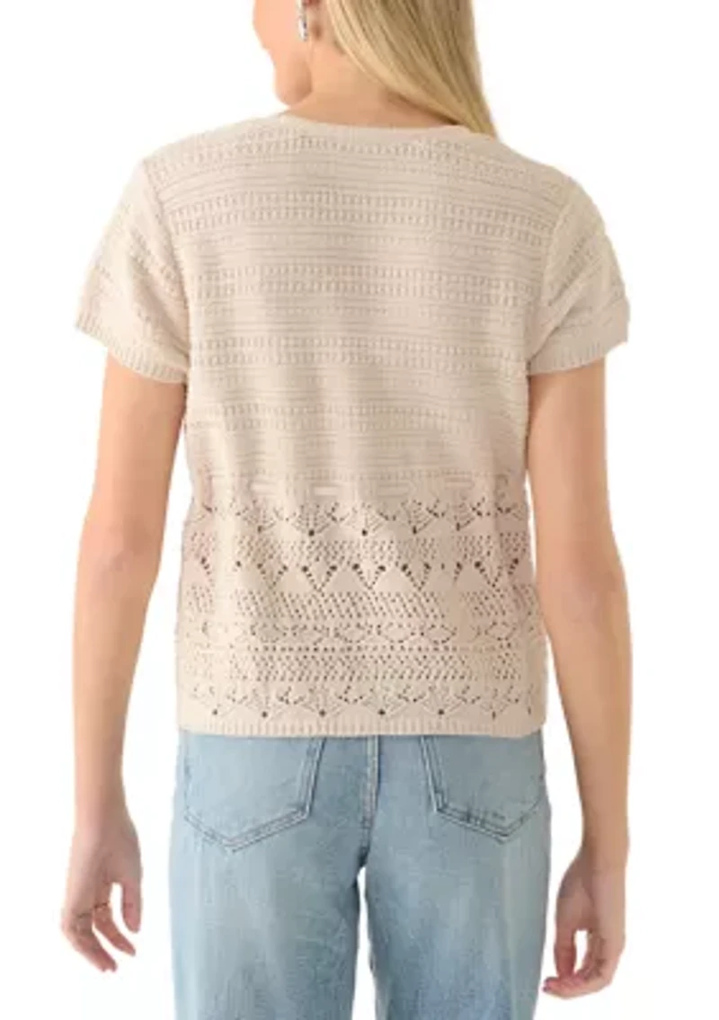 Women's Short Sleeve Cinched Waist Cardigan