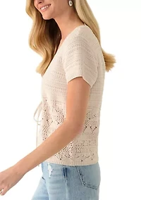 Women's Short Sleeve Cinched Waist Cardigan