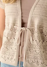 Women's Short Sleeve Cinched Waist Cardigan