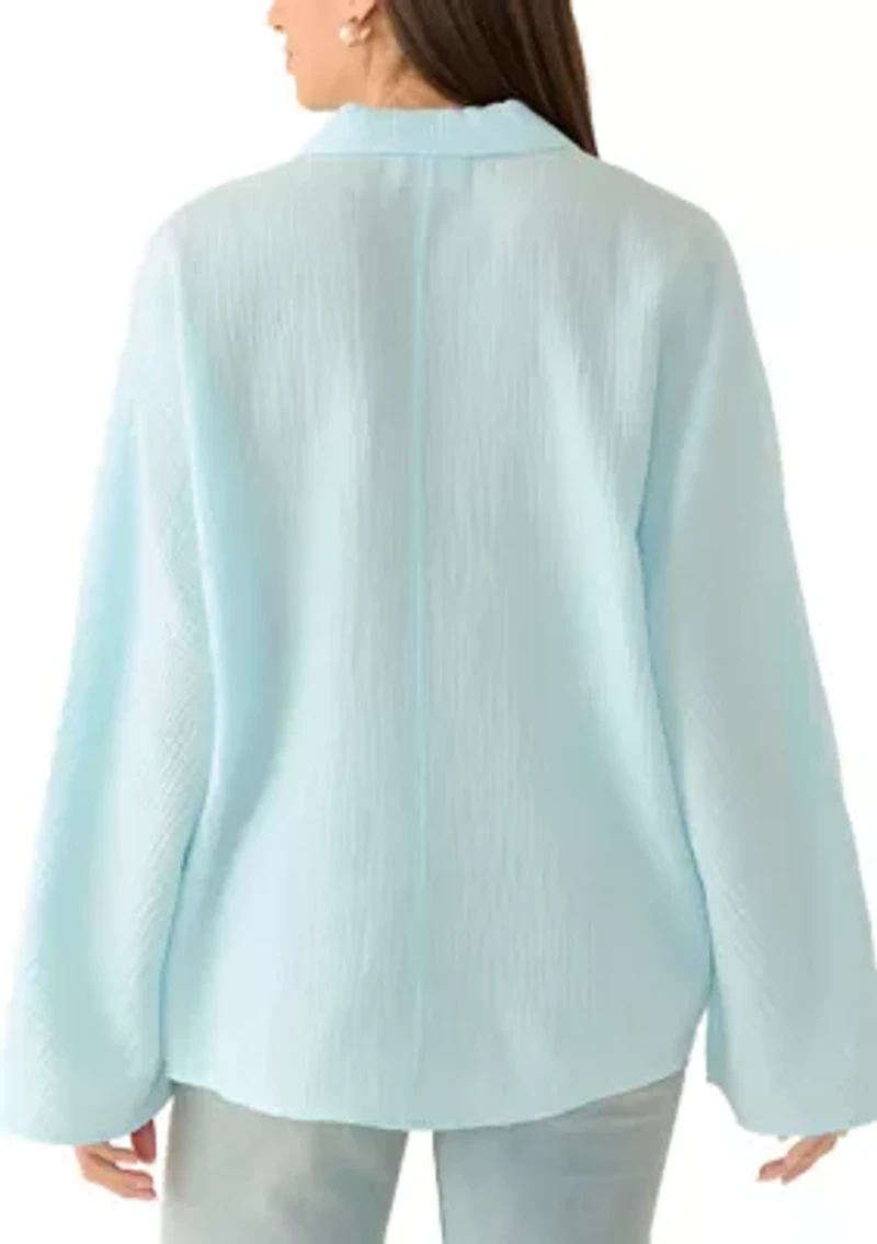 Women's Gauze Hi Low Button Down Shirt