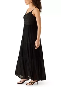 Women's Embroidered Bodice Strap Tiered Dress