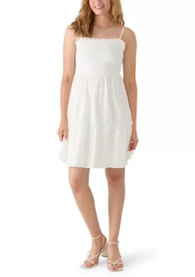 Women's Smocked Bodice Eyelet Tier Mini Dress