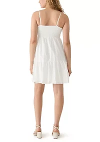 Women's Smocked Bodice Eyelet Tier Mini Dress