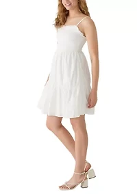Women's Smocked Bodice Eyelet Tier Mini Dress