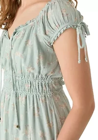 Women's Gauze Scoop Neck Crochet Trim Midi Dress