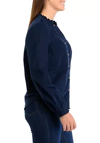 Women's Long Sleeve Corduroy Button Down Top