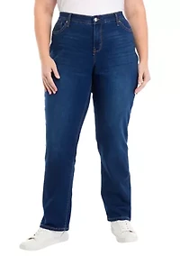 Plus Mid Rise Straight Stretch Jeans