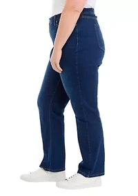 Plus Mid Rise Straight Stretch Jeans