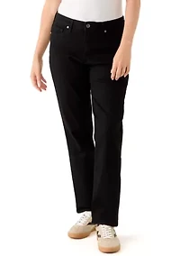 Petite Mid Rise Straight Stretch Jeans