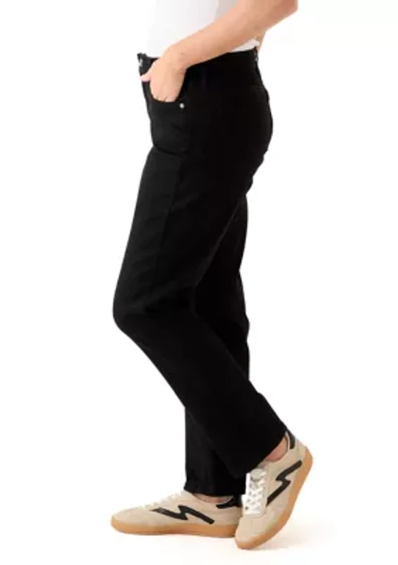 Petite Mid Rise Straight Stretch Jeans