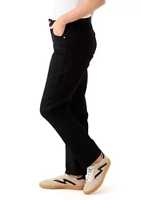 Petite Mid Rise Straight Stretch Jeans