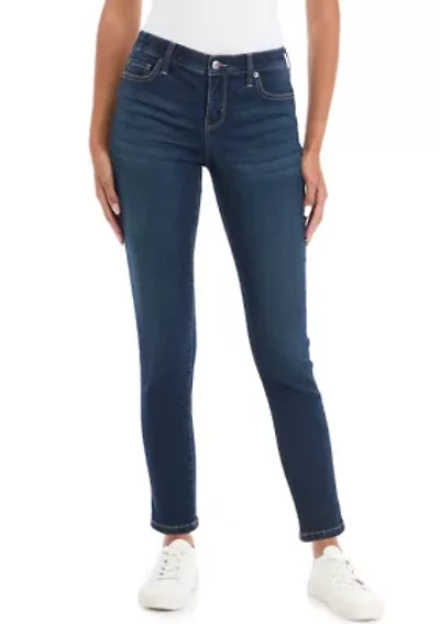 Petite 5 Pocket Mid Rise Skinny Stretch Jeans