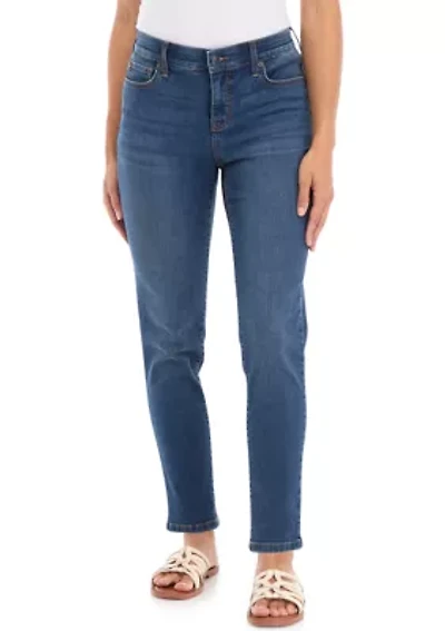 Petite 5 Pocket Mid Rise Skinny Stretch Jeans