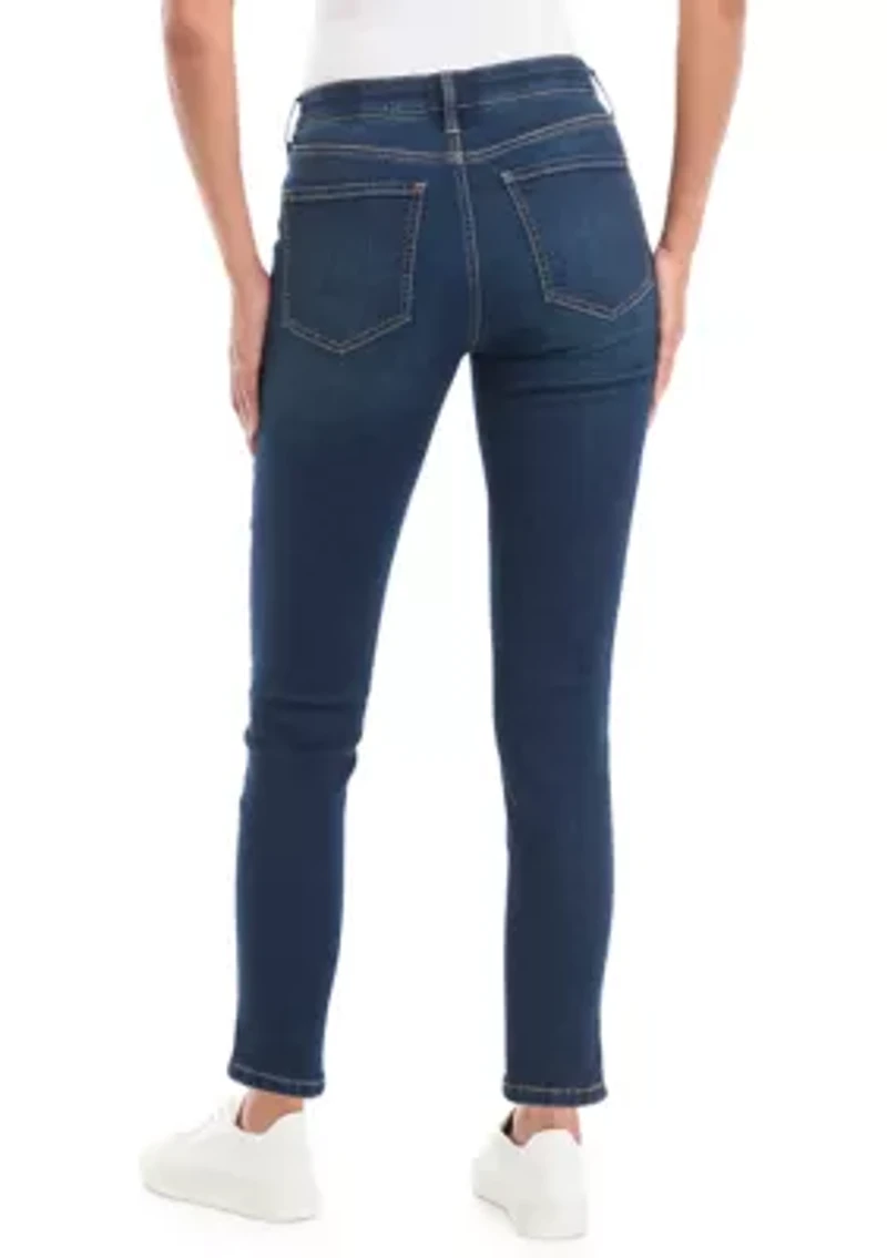 Petite 5 Pocket Mid Rise Skinny Stretch Jeans