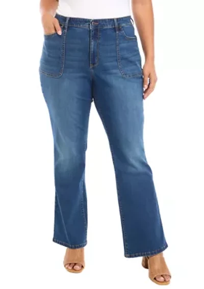 Plus Patch Pocket Flare Jeans