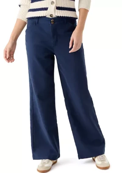 Women's High Rise Double Button Wide Leg Pants