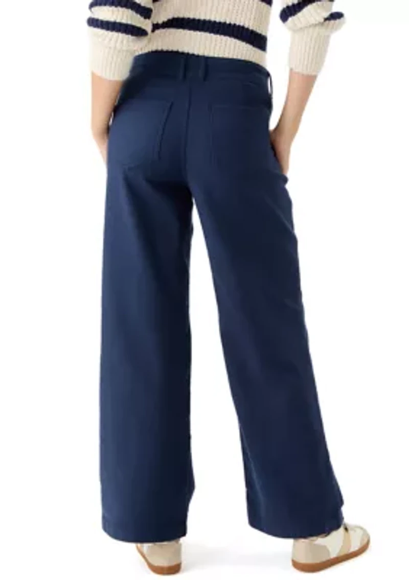 Women's High Rise Double Button Wide Leg Pants