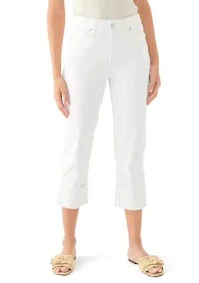 Petite Mid Rise Wide Cuff Straight Ankle Pants