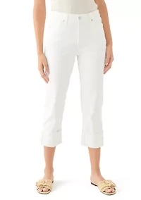 Petite Mid Rise Wide Cuff Straight Ankle Pants