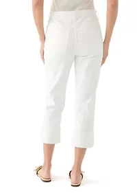 Petite Mid Rise Wide Cuff Straight Ankle Pants