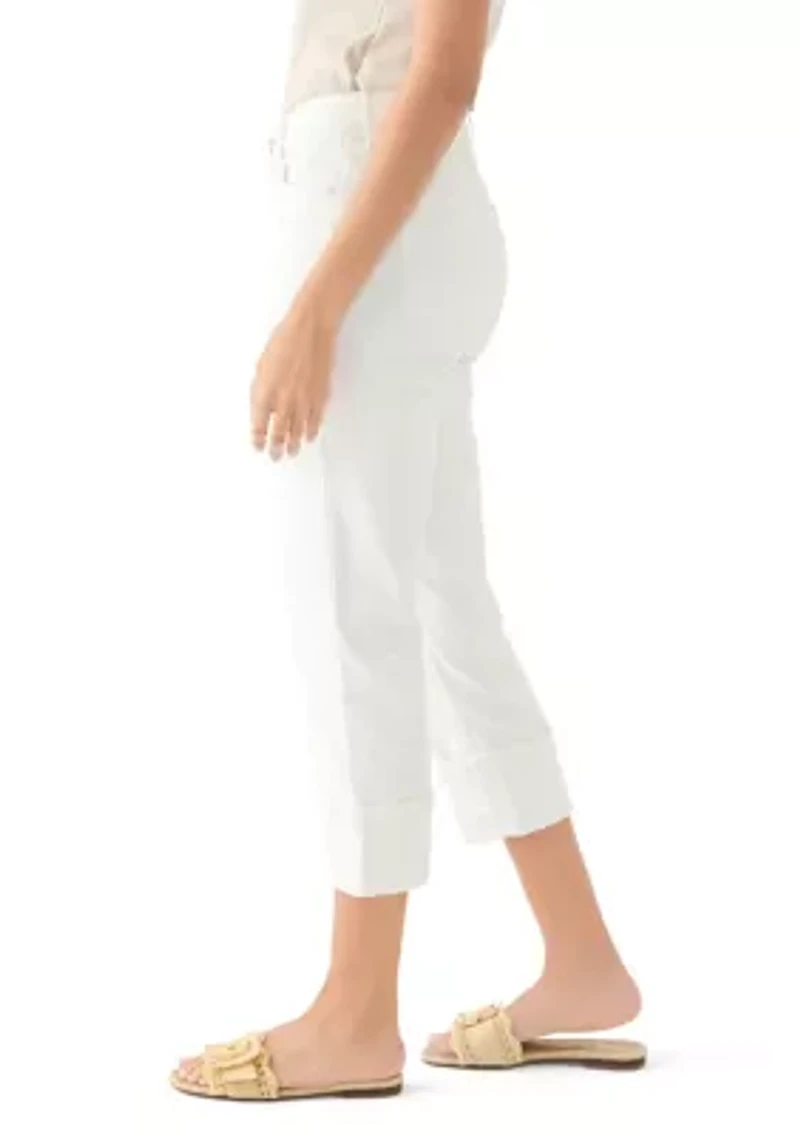 Petite Mid Rise Wide Cuff Straight Ankle Pants