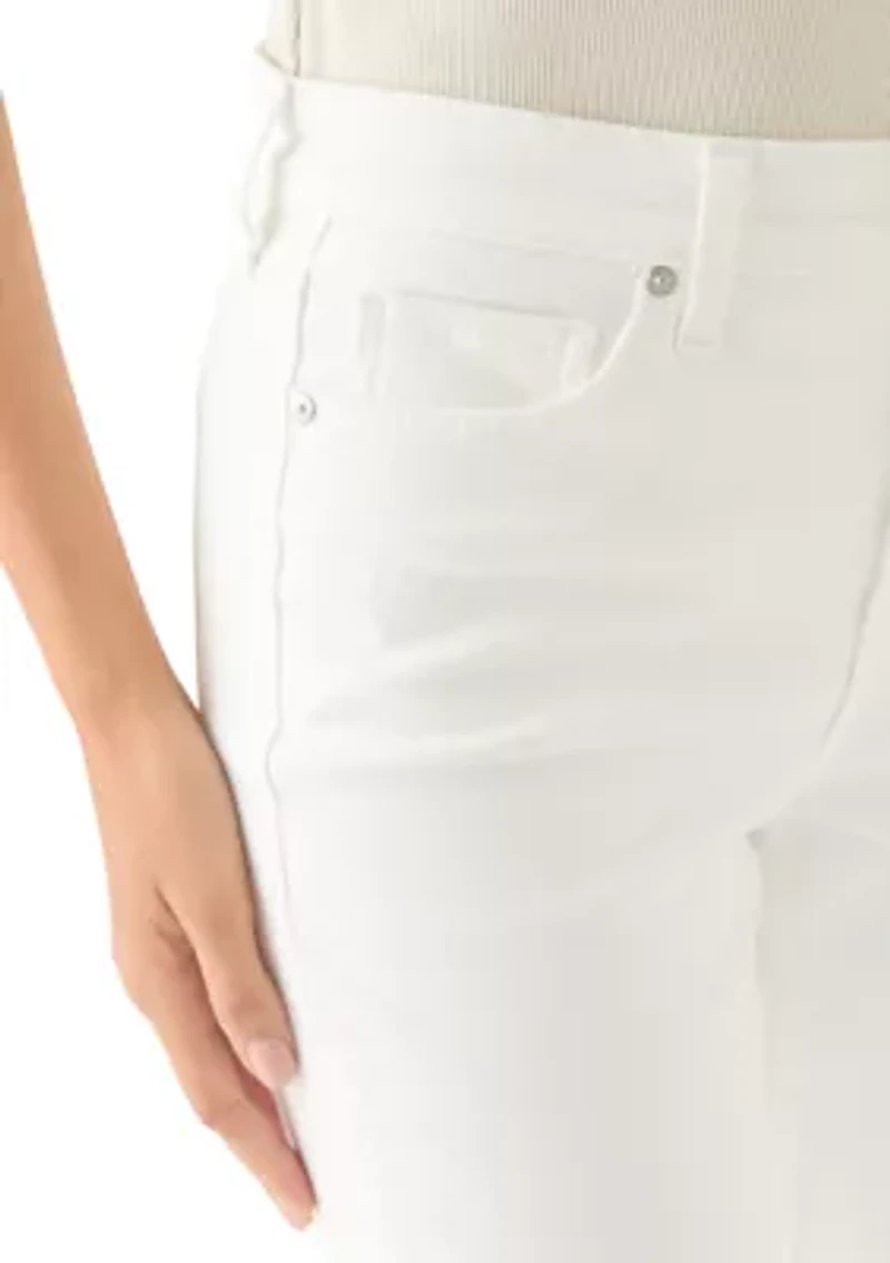 Petite Mid Rise Wide Cuff Straight Ankle Pants