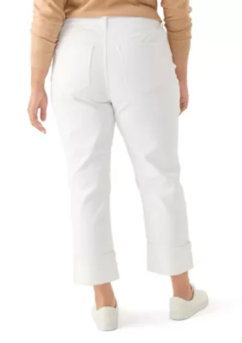 Plus Mid Rise Wide Cuff Straight Ankle Pants
