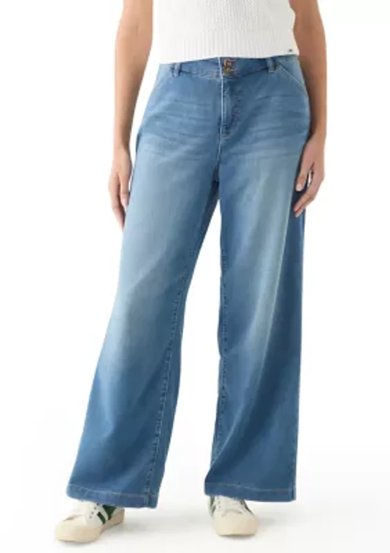 Women's High Rise Wide Leg Knit Denim Pants