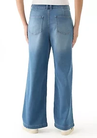 Women's High Rise Wide Leg Knit Denim Pants