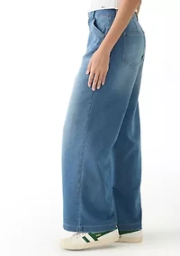 Women's High Rise Wide Leg Knit Denim Pants