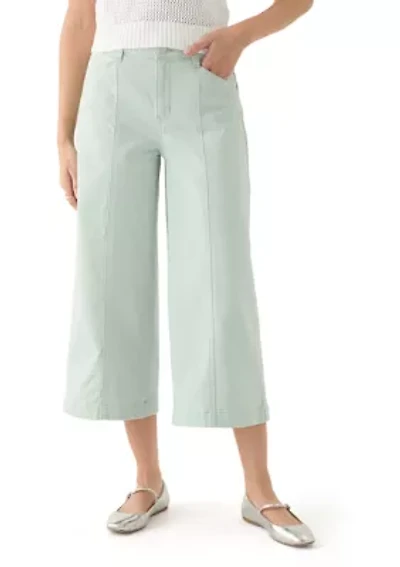 Women's Wide Leg Front Cropped Pants