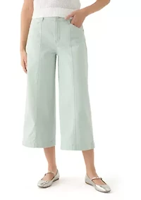 Women's Wide Leg Front Cropped Pants