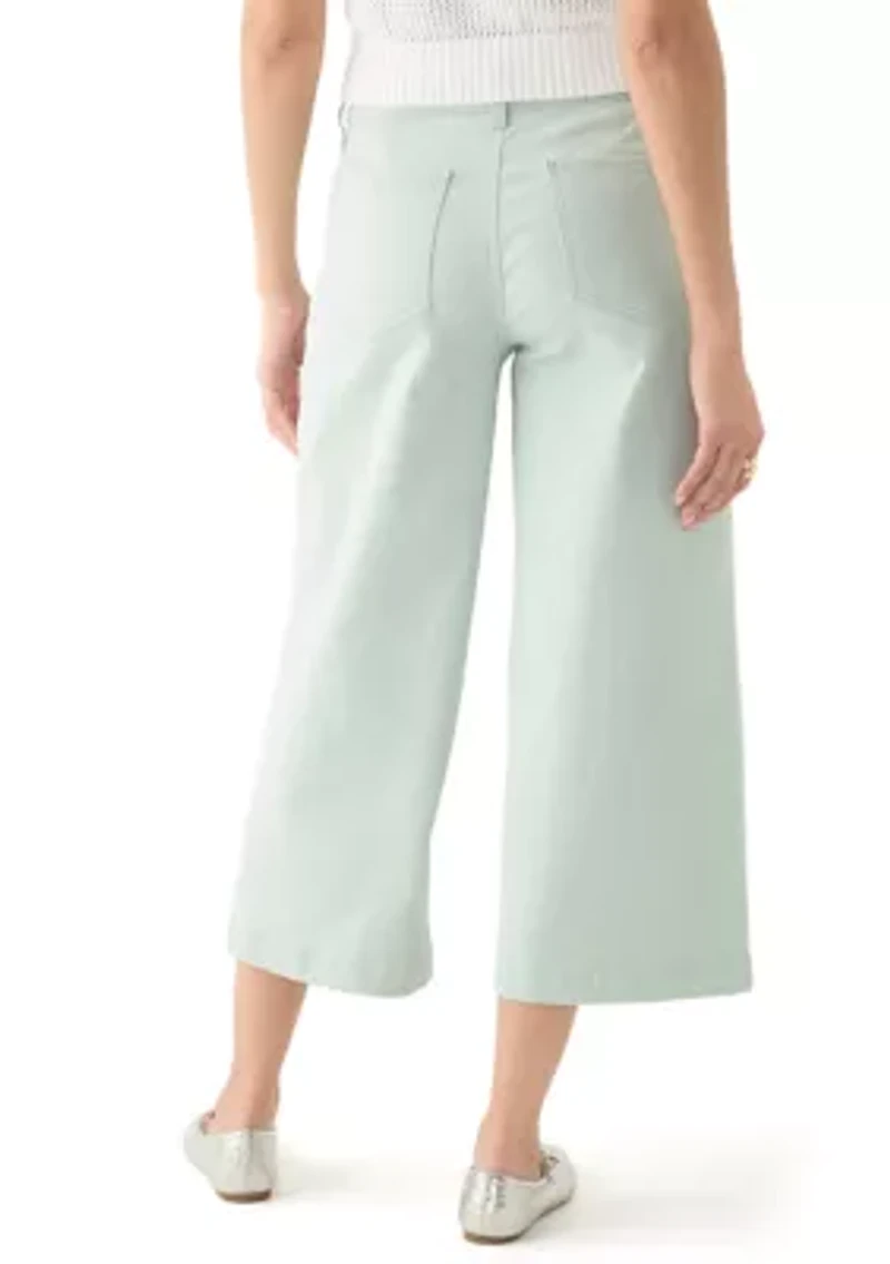Women's Wide Leg Front Cropped Pants