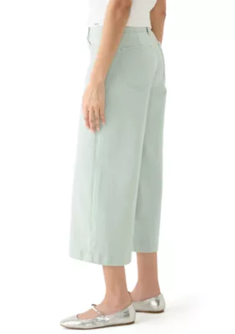 Women's Wide Leg Front Cropped Pants