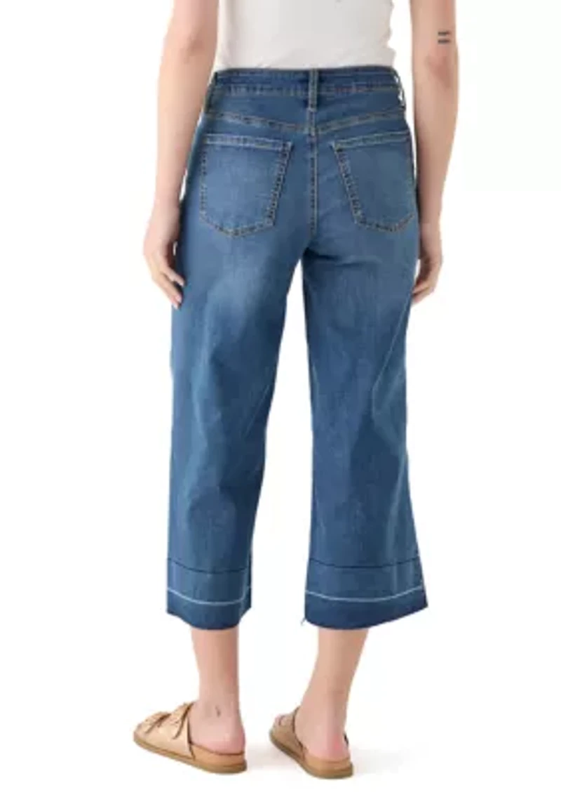 Women's Wide Leg Release Hem Cropped Pants
