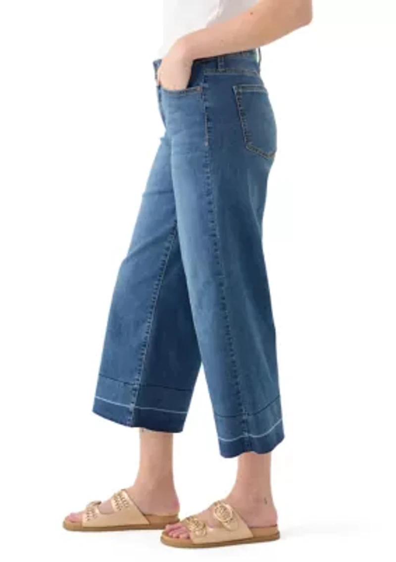 Women's Wide Leg Release Hem Cropped Pants