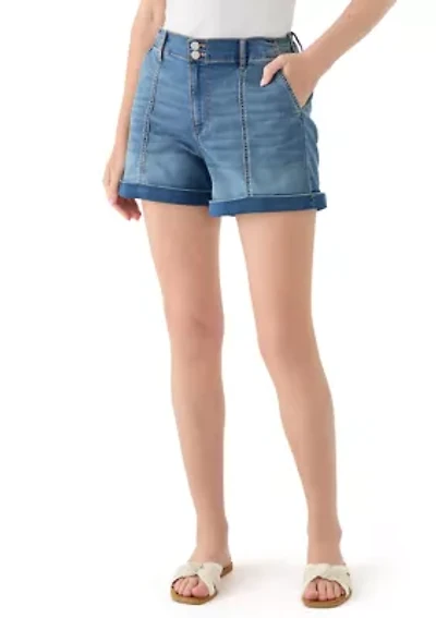 Women's Double Button Seamed Front Shorts