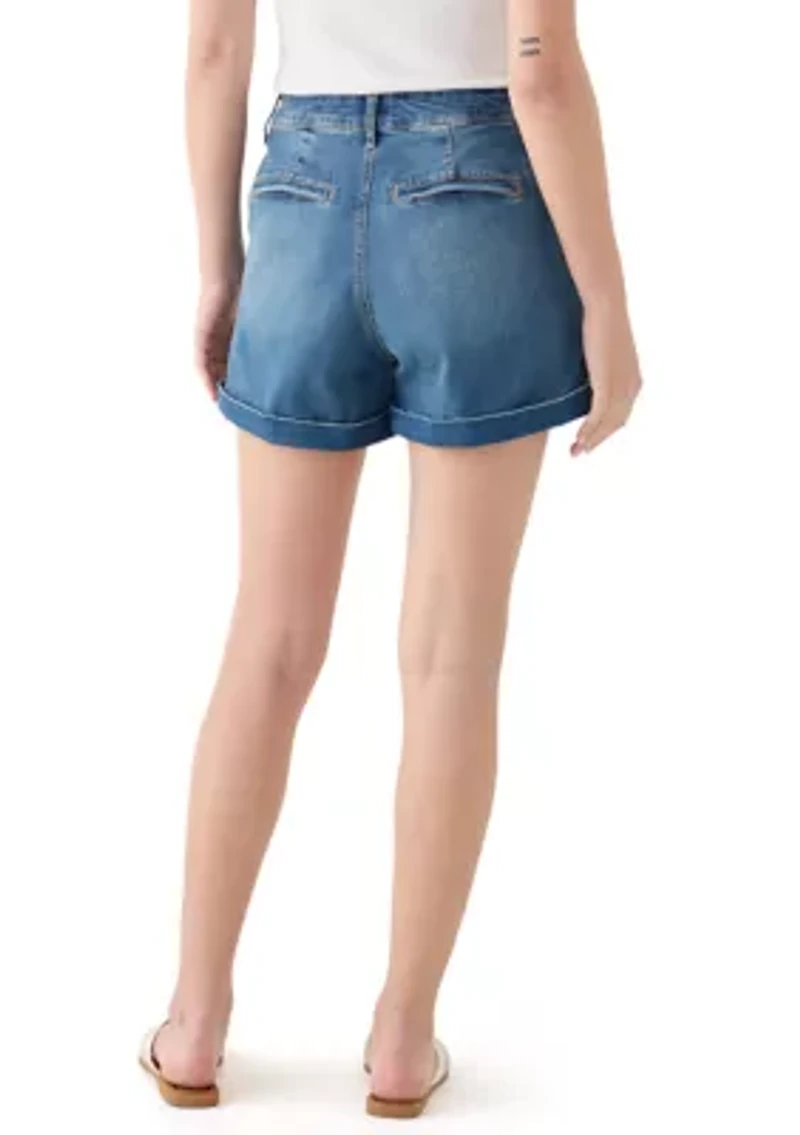 Women's Double Button Seamed Front Shorts