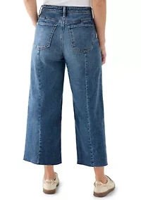 Women's High-Rise Front Slit Wide Cropped-Leg Pants