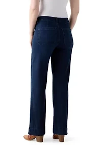 Women's High Rise Patch Pocket Wide Leg Jeans